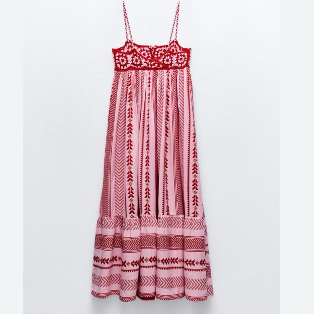 Zara Red and White Maxi Dress